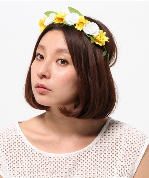 WEGO(ウィゴー)の「WEGO/フラワークラウン(カチューシャ・レディース・ホワイト/イエロー/ピンク・FREE)」の2枚目の写真