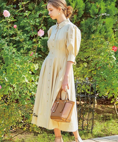 NOELA(ノエラ)の「ボリュームスリーブシャツワンピ(ワンピース・レディース・ライトグリーン/イエロー/オレンジ・M/S)」の3枚目の写真