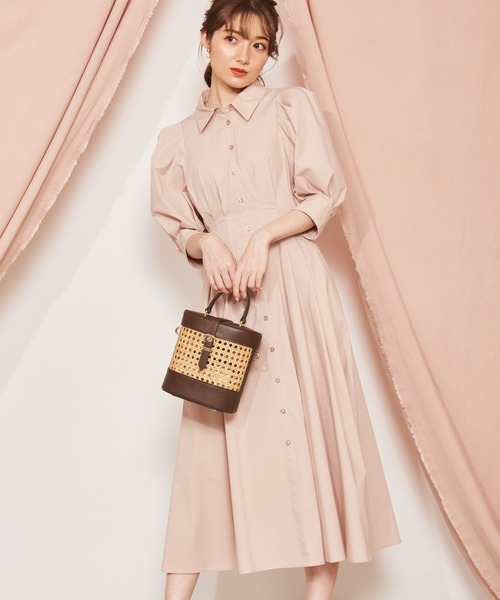 NOELA(ノエラ)の「ボリュームスリーブシャツワンピ(ワンピース・レディース・ライトグリーン/イエロー/オレンジ・M/S)」の1枚目の写真