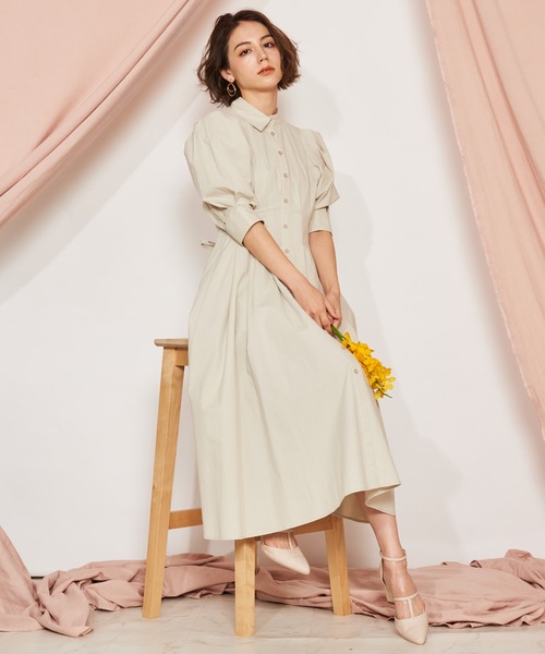NOELA(ノエラ)の「ボリュームスリーブシャツワンピ(ワンピース・レディース・ライトグリーン/イエロー/オレンジ・M/S)」の4枚目の写真