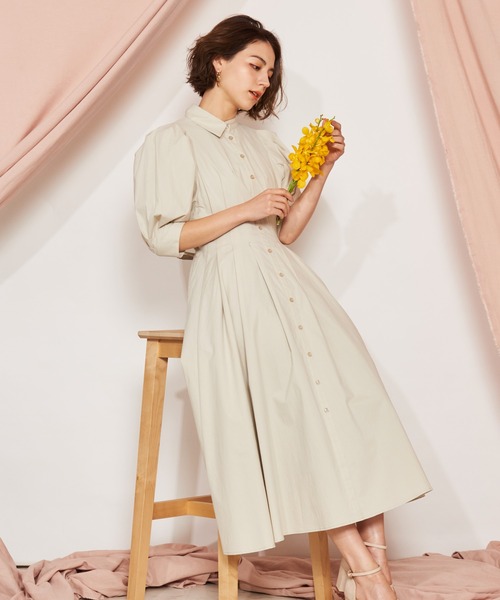 NOELA(ノエラ)の「ボリュームスリーブシャツワンピ(ワンピース・レディース・ライトグリーン/イエロー/オレンジ・M/S)」の5枚目の写真