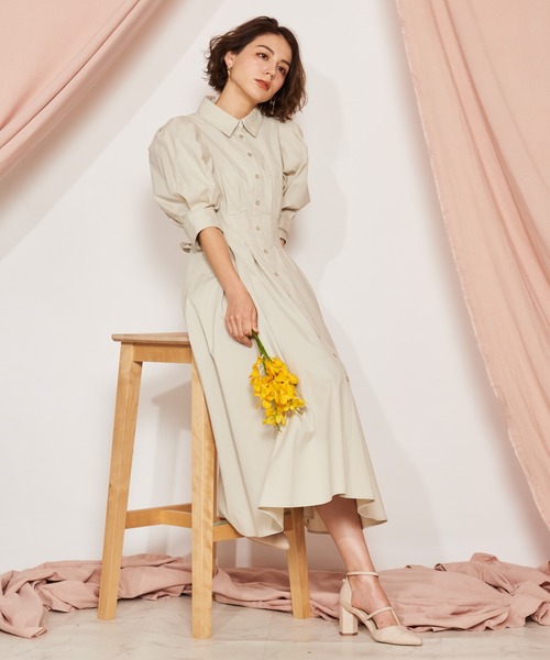 NOELA(ノエラ)の「ボリュームスリーブシャツワンピ(ワンピース・レディース・ライトグリーン/イエロー/オレンジ・M/S)」の6枚目の写真