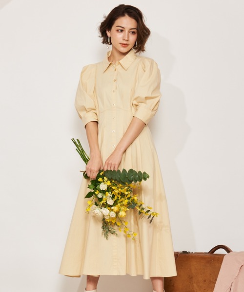NOELA(ノエラ)の「ボリュームスリーブシャツワンピ(ワンピース・レディース・ライトグリーン/イエロー/オレンジ・M/S)」の8枚目の写真