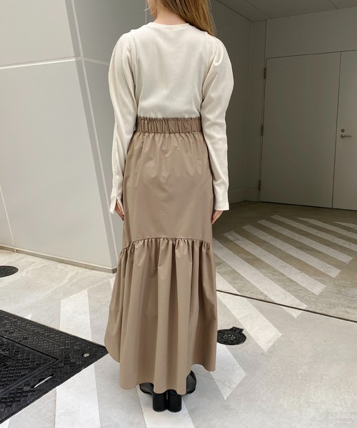 CAPRICIEUX LE'MAGE（カプリシューレマージュ）の「ドッキングギャザーワンピース（ワンピース・レディース・チャコールグレー/アイボリー・FREE）」の5枚目の写真