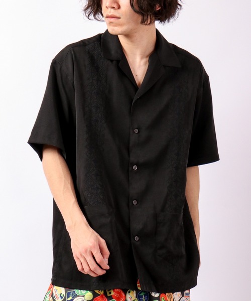 POWER TO THE PEOPLE（パワートゥーザピープル）の「POWER TO THE PEOPLE 刺繍 半袖シャツ（シャツ/ブラウス・メンズ・ダークグリーン/ブラック/ブラウン/アイボリー/グレイッシュブルー・LL/M/L）」の4枚目の写真