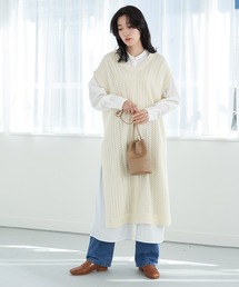 earth music&ecology | ＳＥＴ２点透かし編ニットジレ＋シャツワンピース＊(ワンピース)