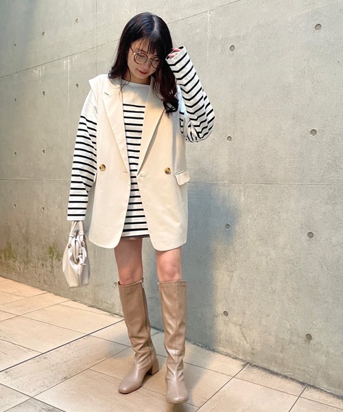 one after another NICE CLAUP（ワンアフターアナザーナイスクラップ）の「パネルボーダートップス（Tシャツ/カットソー・レディース・ブラック系その他/ブラウン系その他/ブルー系その他/サックスブルー系・FREE）」の12枚目の写真