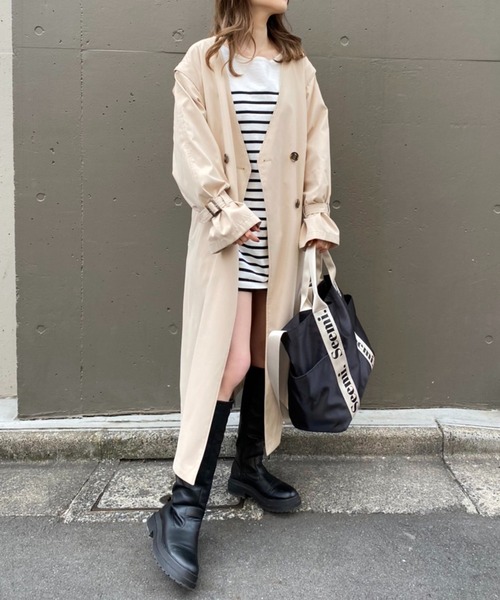 one after another NICE CLAUP（ワンアフターアナザーナイスクラップ）の「パネルボーダートップス（Tシャツ/カットソー・レディース・ブラック系その他/ブラウン系その他/ブルー系その他/サックスブルー系・FREE）」の18枚目の写真