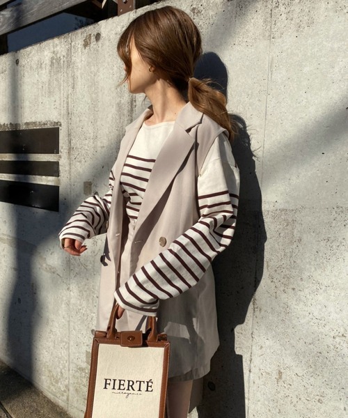 one after another NICE CLAUP（ワンアフターアナザーナイスクラップ）の「パネルボーダートップス（Tシャツ/カットソー・レディース・ブラック系その他/ブラウン系その他/ブルー系その他/サックスブルー系・FREE）」の13枚目の写真