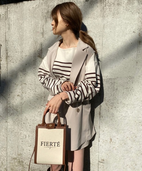 one after another NICE CLAUP（ワンアフターアナザーナイスクラップ）の「パネルボーダートップス（Tシャツ/カットソー・レディース・ブラック系その他/ブラウン系その他/ブルー系その他/サックスブルー系・FREE）」の19枚目の写真