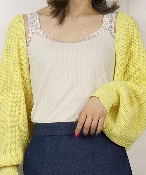 CECIL McBEE(セシルマクビー)の「パターンメッシュタンクトップ(Tシャツ/カットソー・レディース・ベージュ/ネイビー/オフホワイト/ラベンダー・MEDIUM)」の3枚目の写真
