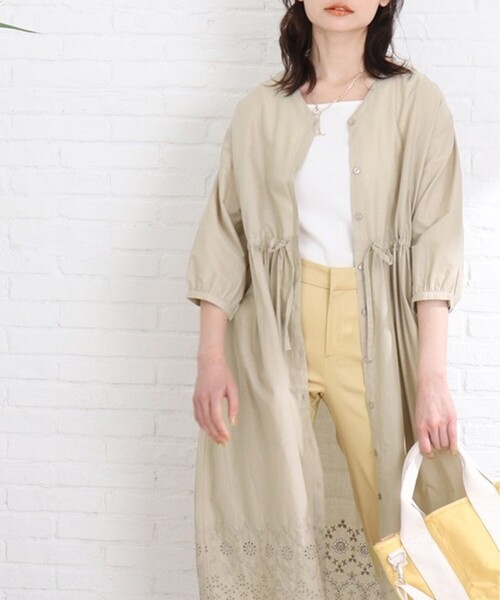 Cutie Blonde(キューティーブロンド)の「◆【洗える/インド綿】ウエストゴム裾刺繍ワンピース(ワンピース・レディース・ブラック/オフホワイト/ライトベージュ/マスタード・00)」の5枚目の写真