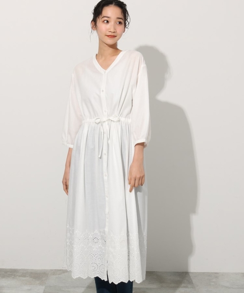 Cutie Blonde(キューティーブロンド)の「◆【洗える/インド綿】ウエストゴム裾刺繍ワンピース(ワンピース・レディース・ブラック/オフホワイト/ライトベージュ/マスタード・00)」の21枚目の写真