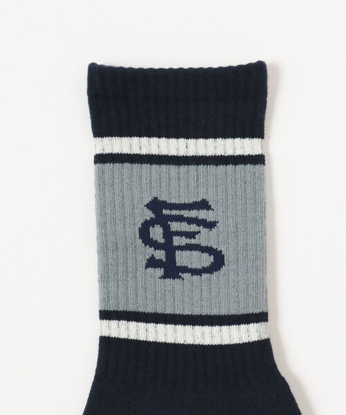 BEAMS T（ビームスティー）の「F-LAGSTUF-F / LINE FS LOGO SOX（ソックス/靴下・メンズ・ホワイト/ネイビー・ONE SIZE）」の4枚目の写真