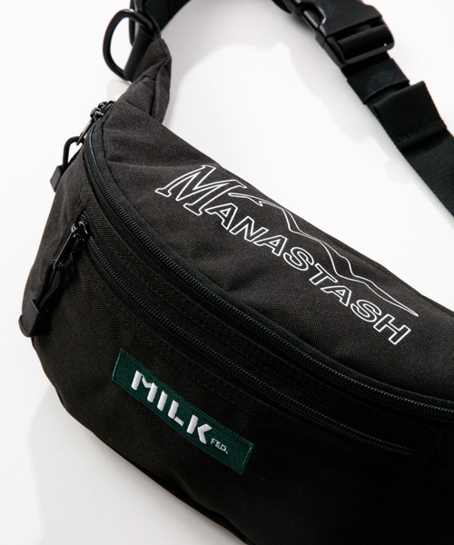 MILKFED.（ミルクフェド）の「MILKFED. × MANASTASH /ミルクフェド×マナスタッシュ　TOP LOGO FANNY PACK トップロゴファニーパック　ウエストバッグ（ボディバッグ/ウエストポーチ・レディース・ブラック・FREE）」の8枚目の写真
