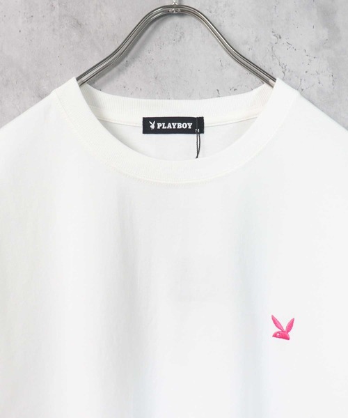 PLAYBOY プレイボーイ Tシャツ トップス ピンク 白 ホワイト PLAYBOY プレイボーイ Tシャツ トップス ピンク 白 ホワイト
