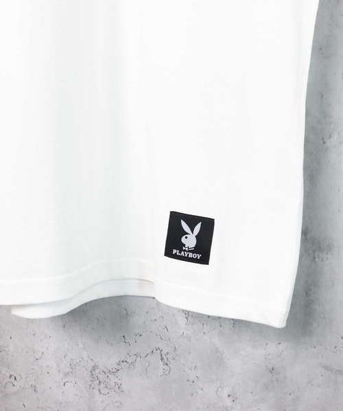 PLAYBOY(プレイボーイ)の「PLAYBOY ワンポイントロゴ刺繍Tシャツ(Tシャツ/カットソー・メンズ・オフホワイト/ホワイト系1/ホワイト系2・M/L/XL)」の4枚目の写真
