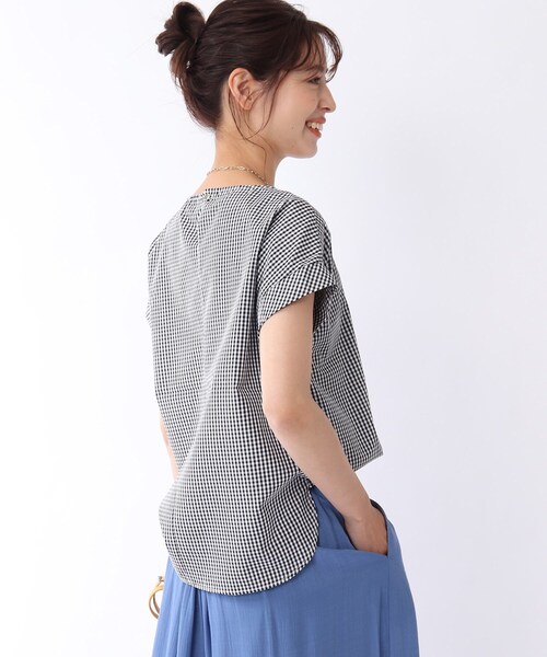 DRESKIP（ドレスキップ）の「◆ギンガムチェック ブラウス（シャツ/ブラウス・レディース・ブラック系1/グリーン系その他3/ダークブラウン系1/パープル系2・02/03）」の12枚目の写真