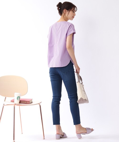 DRESKIP（ドレスキップ）の「◆ギンガムチェック ブラウス（シャツ/ブラウス・レディース・ブラック系1/グリーン系その他3/ダークブラウン系1/パープル系2・02/03）」の8枚目の写真