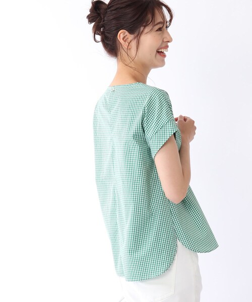 DRESKIP（ドレスキップ）の「◆ギンガムチェック ブラウス（シャツ/ブラウス・レディース・ブラック系1/グリーン系その他3/ダークブラウン系1/パープル系2・02/03）」の9枚目の写真