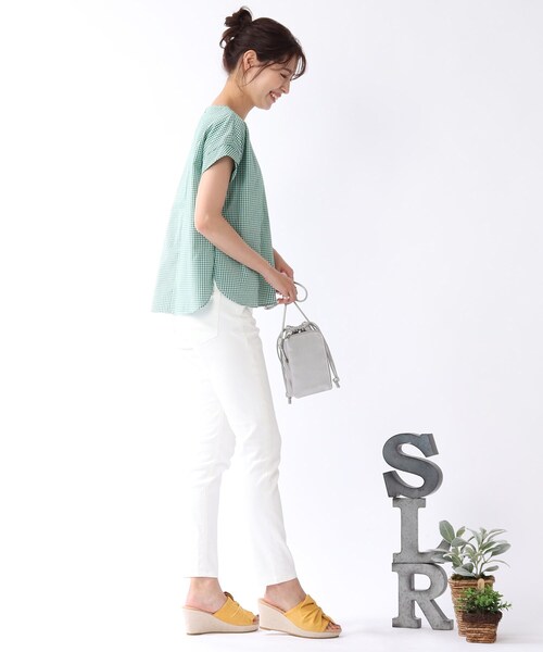 DRESKIP（ドレスキップ）の「◆ギンガムチェック ブラウス（シャツ/ブラウス・レディース・ブラック系1/グリーン系その他3/ダークブラウン系1/パープル系2・02/03）」の5枚目の写真