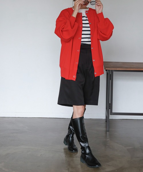 feepur（フェピュール）の「【ハンドウォッシャブル】２wayライトウェイトカラーカーディガン（カーディガン/ボレロ・レディース・ブラック/グリーン/レッド/パープル/オフホワイト/ピンク・MEDIUM）」の20枚目の写真