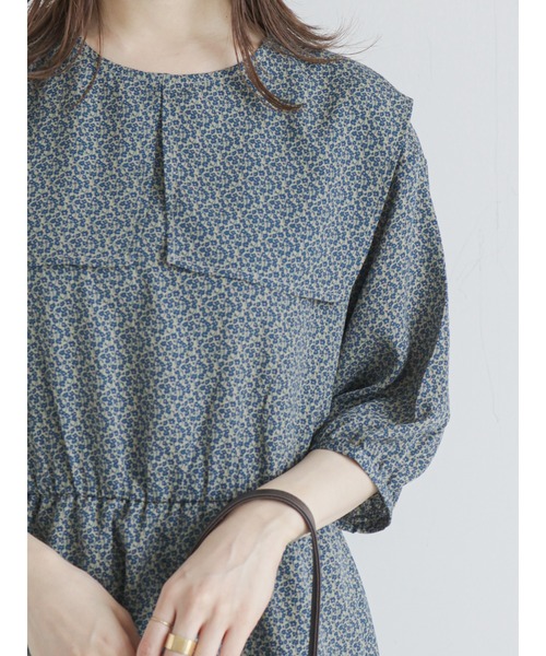 ehka sopo（エヘカソポ）の「小花柄スクエアカラーワンピース（ワンピース・レディース・ブラック/グリーン/キナリ・ﾌﾘ-）」の8枚目の写真