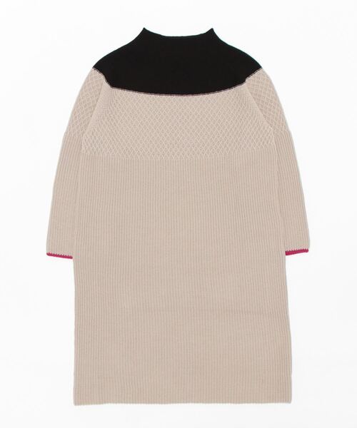 Q（キュー）の「ホールガーメント 地柄ハイネックバイカラーワンピース（ワンピース・レディース・グレー×ピンク/ベージュ×ブラック・MEDIUM）」の9枚目の写真