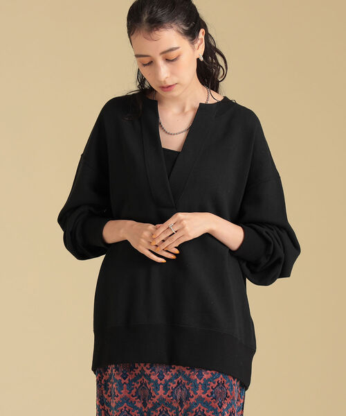 Ray BEAMS（レイビームス）の「Ray BEAMS / スウェット スリットネック プルオーバー（スウェット・レディース・ブラック/ベージュ/グリーン系その他2・ONE SIZE）」の12枚目の写真