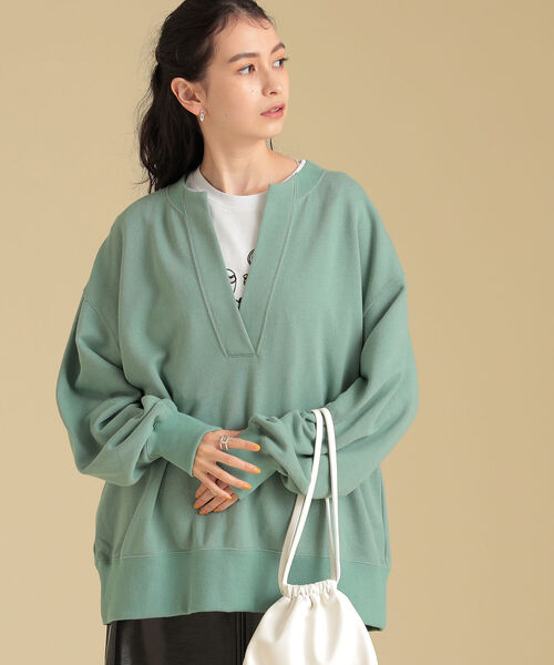 Ray BEAMS（レイビームス）の「Ray BEAMS / スウェット スリットネック プルオーバー（スウェット・レディース・ブラック/ベージュ/グリーン系その他2・ONE SIZE）」の6枚目の写真