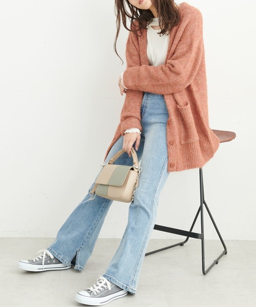 FREE'S MART（フリーズマート）の「◆【WEB限定】ウール混リサイクルエコニットカーディガン（カーディガン/ボレロ・レディース・オレンジ/パープル/ブルー/ベージュ・FREE）」の12枚目の写真