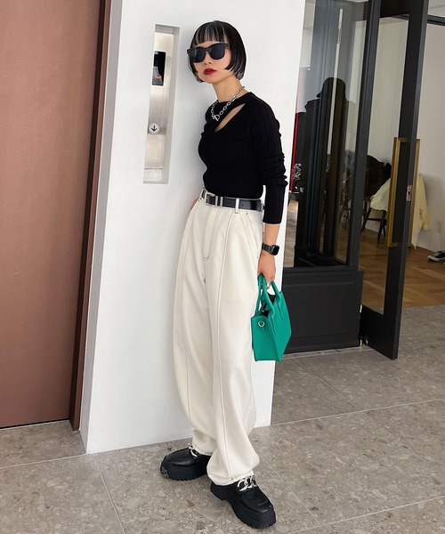 PAGEBOY(ページボーイ)の「ランダムリブスリットニット(ニット/セーター・レディース・オフホワイト/ブラック/ブルー系その他・FREE)」の21枚目の写真