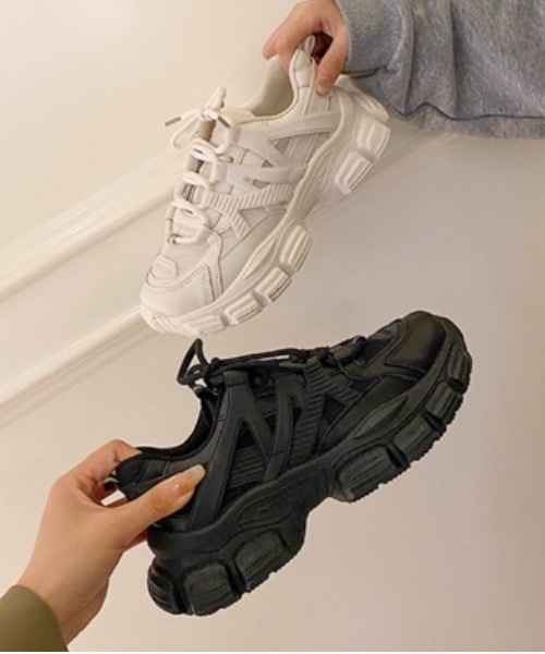 Burner（バーナー）の「【OKUOKU　0909】ワンカラー厚底ダッドスニーカー　oku-shoes-133-41（スニーカー・レディース・アイボリー/ブラック・36/38/40）」の4枚目の写真