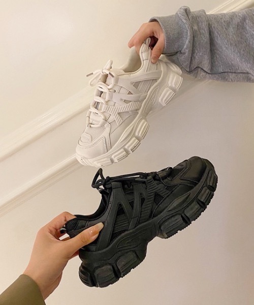 Burner（バーナー）の「【OKUOKU　0909】ワンカラー厚底ダッドスニーカー　oku-shoes-133-41（スニーカー・レディース・アイボリー/ブラック・36/38/40）」の8枚目の写真