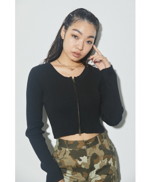 LAGUA GEM FRONT ZIP GATHER トップス