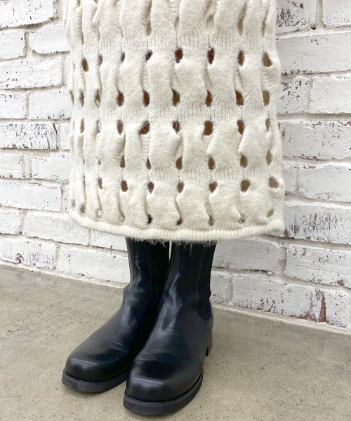 SHENERY（シーナリー）の「透かし編みレイヤードニットスカート（スカート・レディース・ベージュ/オフホワイト・FREE）」の18枚目の写真