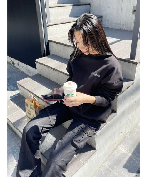 EVRIS（エヴリス）の「SUNNY GRAPHIC スウェットプルオーバー（スウェット・レディース・ホワイト/ブラック/グレー・FREE）」の10枚目の写真