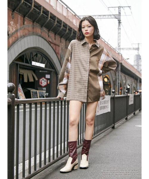 jouetie(ジュエティ)の「アーノルドパーマー ブロッキングシャツ【コラボ】(シャツ/ブラウス・レディース・ベージュ/パープル/ブルー・MEDIUM)」の7枚目の写真
