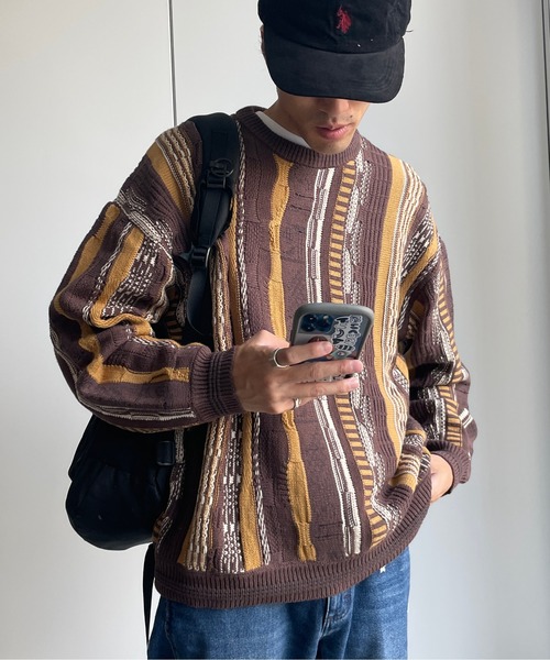 CPCM(シーピーシーエム)の「3D編みニットプルオーバー(ニット/セーター・メンズ・ブラウン/ブラック/ネイビー/アイボリー・LARGE/MEDIUM)」の10枚目の写真