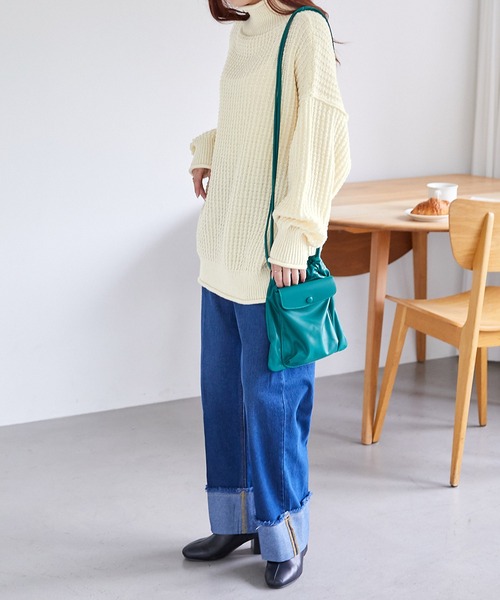 Chaco closet(チャコ クローゼット)の「ロールネックニットプルオーバー(ニット/セーター・レディース・オレンジ/ブルー/アイボリー/ピンク/グレー/グリーン・FREE)」の22枚目の写真