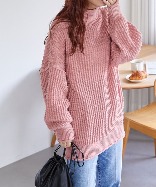 Chaco closet(チャコ クローゼット)の「ロールネックニットプルオーバー(ニット/セーター・レディース・オレンジ/ブルー/アイボリー/ピンク/グレー/グリーン・FREE)」の11枚目の写真
