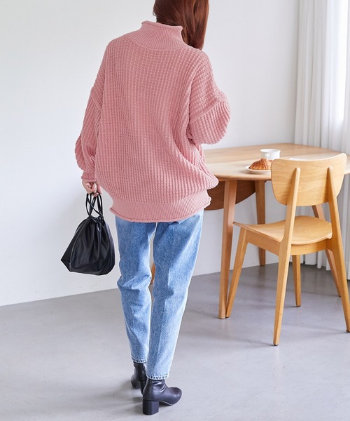 Chaco closet(チャコ クローゼット)の「ロールネックニットプルオーバー(ニット/セーター・レディース・オレンジ/ブルー/アイボリー/ピンク/グレー/グリーン・FREE)」の19枚目の写真