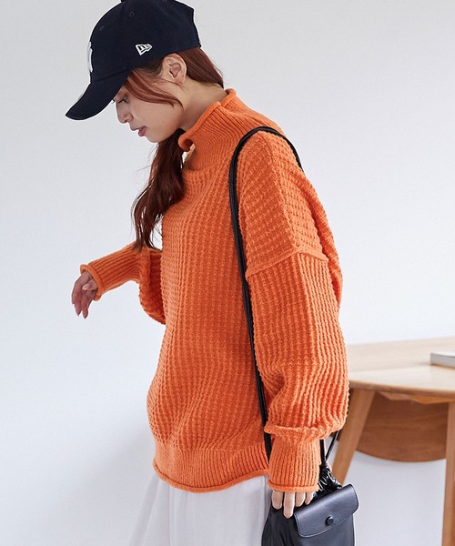 Chaco closet(チャコ クローゼット)の「ロールネックニットプルオーバー(ニット/セーター・レディース・オレンジ/ブルー/アイボリー/ピンク/グレー/グリーン・FREE)」の20枚目の写真
