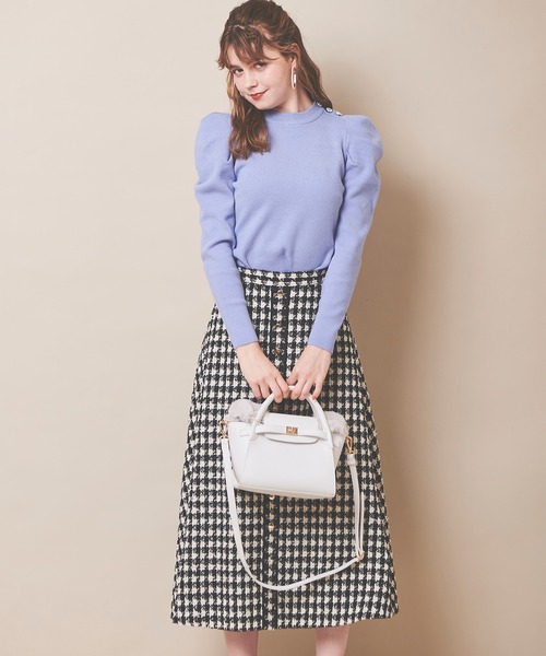 31 Sons de mode（トランテアン　ソン　ドゥ　モード）の「ツイードフレアスカート（スカート・レディース・ブラック×ホワイト/サックスブルー/オフホワイト・36/38）」の13枚目の写真