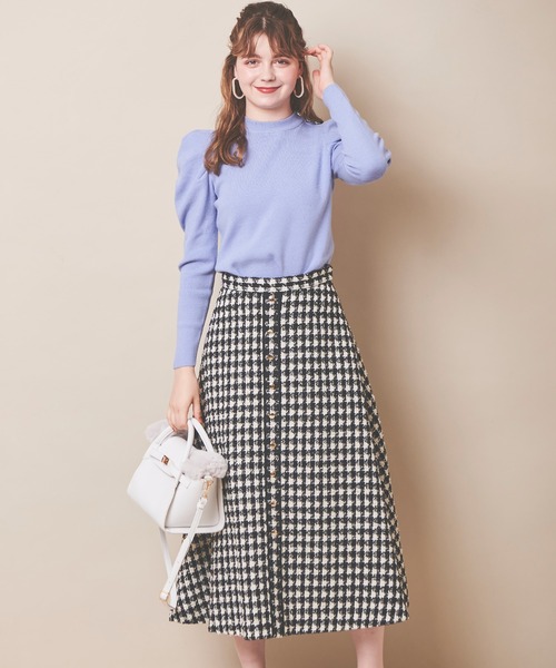 31 Sons de mode（トランテアン　ソン　ドゥ　モード）の「ツイードフレアスカート（スカート・レディース・ブラック×ホワイト/サックスブルー/オフホワイト・36/38）」の14枚目の写真