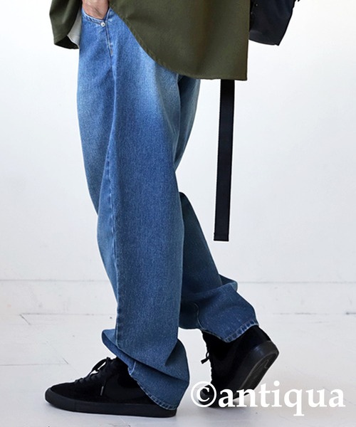 antiqua(アンティカ)の「コットン100%ワイドタックデニムパンツ(デニムパンツ・メンズ・ブルー/コバルトブルー・FREE)」の5枚目の写真