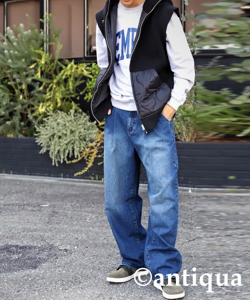 antiqua(アンティカ)の「コットン100%ワイドタックデニムパンツ(デニムパンツ・メンズ・ブルー/コバルトブルー・FREE)」の7枚目の写真
