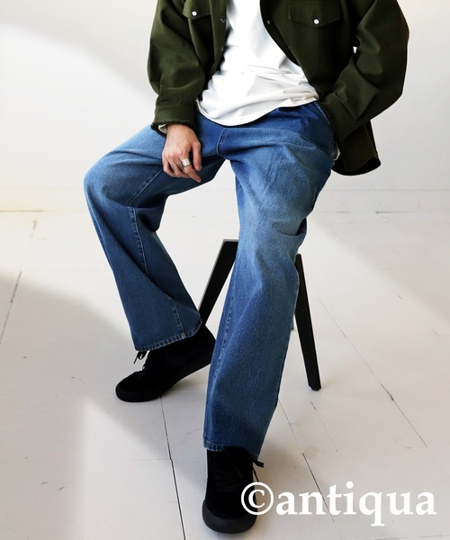 antiqua(アンティカ)の「コットン100%ワイドタックデニムパンツ(デニムパンツ・メンズ・ブルー/コバルトブルー・FREE)」の6枚目の写真