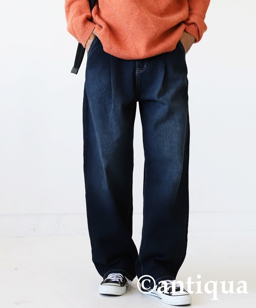 antiqua(アンティカ)の「コットン100%ワイドタックデニムパンツ(デニムパンツ・メンズ・ブルー/コバルトブルー・FREE)」の8枚目の写真