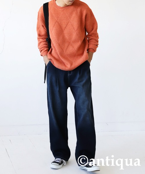 antiqua(アンティカ)の「コットン100%ワイドタックデニムパンツ(デニムパンツ・メンズ・ブルー/コバルトブルー・FREE)」の9枚目の写真